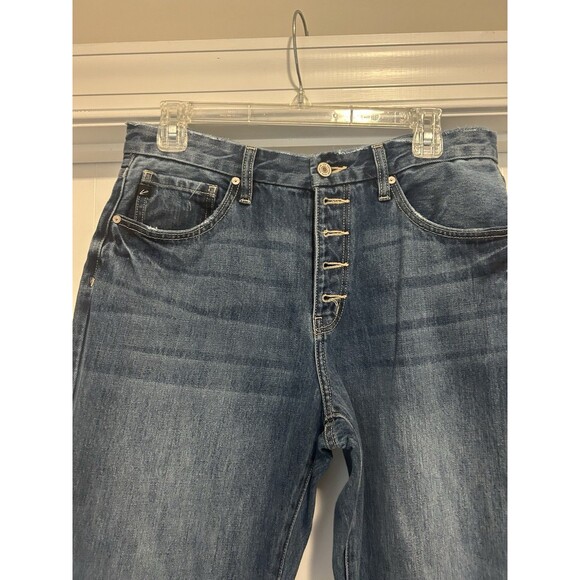 KanCan High Rise Wide Leg Crop Blue Denim Jeans Women's Size 9 / 28  Button Fly - Picture 2 of 7